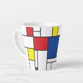 モンドリアンミニマル幾何学デスティールモダンアート カフェラテマグ (左アングル)