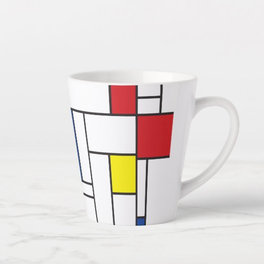 モンドリアンミニマル幾何学デスティールモダンアート カフェラテマグ (右)