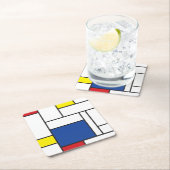 モンドリアンミニマル幾何学デスティールモダンアート スクエアペーパーコースター (インサイチュ)