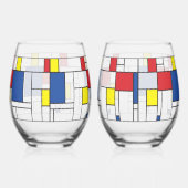 モンドリアンミニマル幾何学デスティールモダンアート ステムなしワイングラス (右)