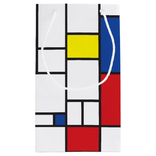 モンドリアンミニマル幾何学デスティールモダンアート スモールペーパーバッグ (裏面)