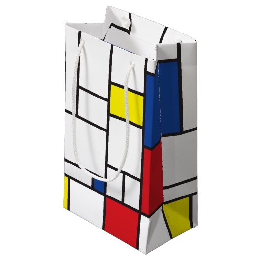 モンドリアンミニマル幾何学デスティールモダンアート スモールペーパーバッグ (正面アングル)