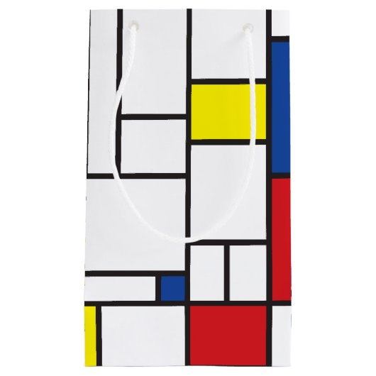 モンドリアンミニマル幾何学デスティールモダンアート スモールペーパーバッグ (正面)
