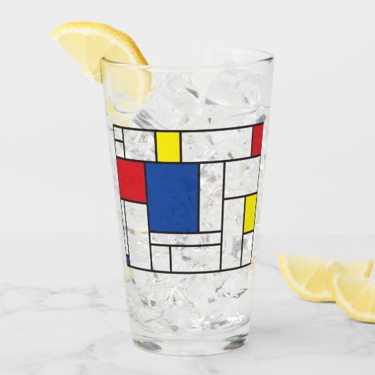 モンドリアンミニマル幾何学デスティールモダンアート タンブラーグラス (アイス正面)