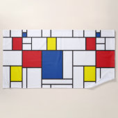 モンドリアンミニマル幾何学デスティールモダンアート ビーチタオル (正面)