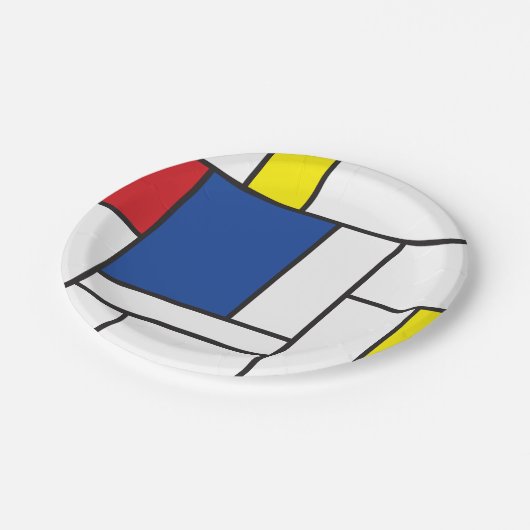 モンドリアンミニマル幾何学デスティールモダンアート ペーパープレート (アングル)