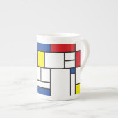 モンドリアンミニマル幾何学デスティールモダンアート ボーンチャイナマグカップ (正面右)