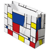 モンドリアンミニマル幾何学デスティールモダンアート ラージペーパーバッグ (正面アングル)