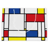 モンドリアンミニマル幾何学デスティールモダンアート ラージペーパーバッグ (正面)