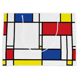 モンドリアンミニマル幾何学デスティールモダンアート ラージペーパーバッグ