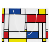 モンドリアンミニマル幾何学デスティールモダンアート ラージペーパーバッグ (裏面)