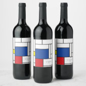 モンドリアンミニマル幾何学デスティールモダンアート ワインラベル (ボトル)