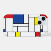 モンドリアンミニマル幾何学デスティールモダンアート iPhone 15ケース (裏面横)