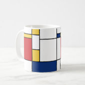 モンドリアンミニマル抽象芸術アートの原色 コーヒーマグカップ (正面左)