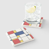 モンドリアンミニマル抽象芸術アートの原色 ストーンコースター (横)