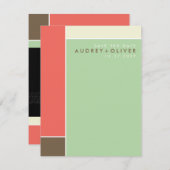 モンドリアンモダンレトロアカラフルート日付の保存 セーブザデート (正面/裏面)