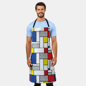 モンドリアンレトロサークルミニマリストデスティールモダンアート エプロン (着用した状態)