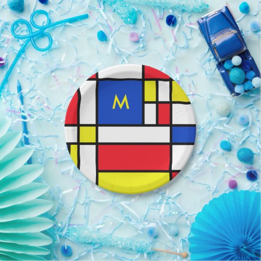 モンドリアン刺激を受けた幾何デザイン抽象芸術 ペーパープレート (パーティー)