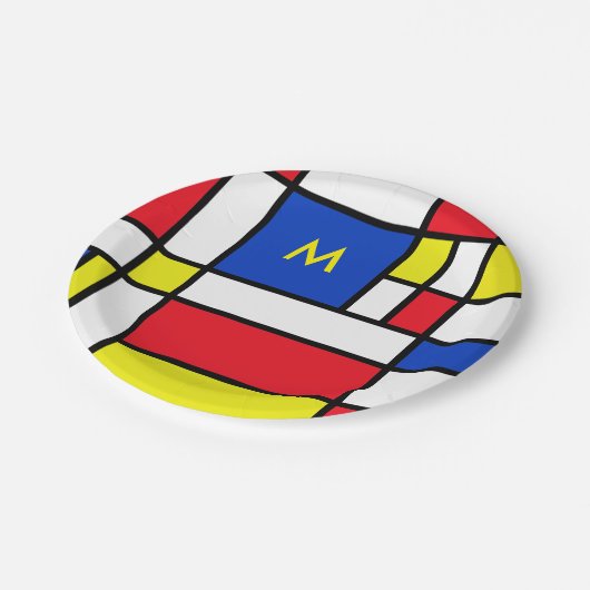 モンドリアン刺激を受けた幾何デザイン抽象芸術 ペーパープレート (アングル)