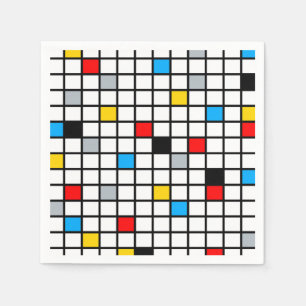モンドリアン幾何学的ミニマリスト組成モダン スタンダードカクテルナプキン