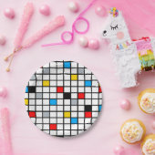 モンドリアン幾何学的ミニマリスト組成モダン ペーパープレート (パーティー)