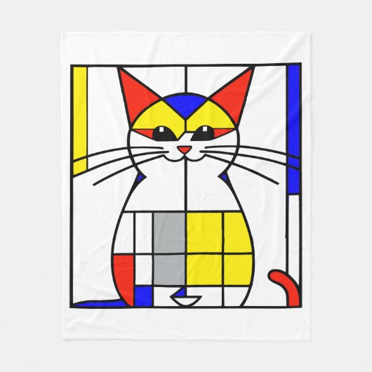 モンドリアン猫 フリースブランケット (正面)