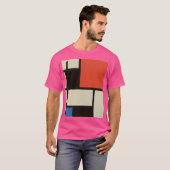 モンドリアン組成モダン抽象芸術ワウピンク Tシャツ (正面フル)