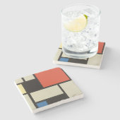 モンドリアン組成モダン抽象芸術絵画芸術 ストーンコースター (横)