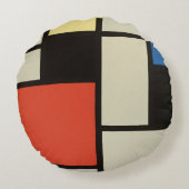 モンドリアン組成モダン抽象芸術絵画芸術 ラウンドクッション (裏面)