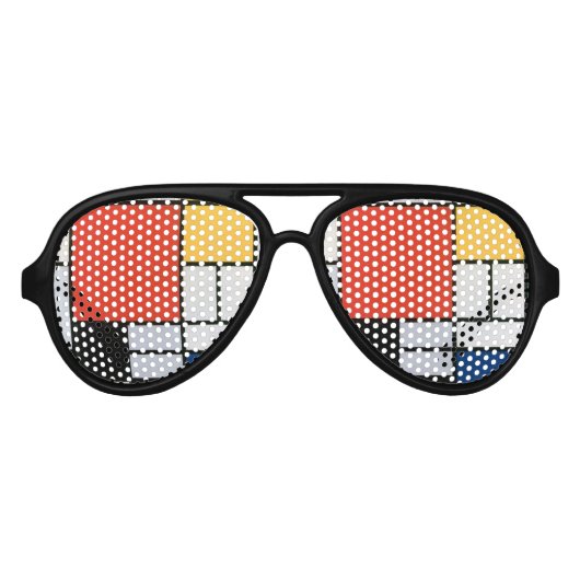 モンドリアン組成物レッドイエローブルーブラック アビエーターサングラス (正面)