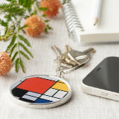 モンドリアン組成物レッドイエローブルーブラック キーホルダー (側面)