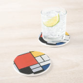 モンドリアン組成物レッドイエローブルーブラック コースター (側面)
