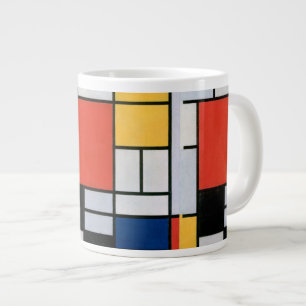 モンドリアン組成物レッドイエローブルーブラック ジャンボコーヒーマグカップ