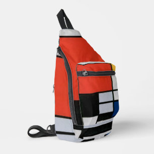 モンドリアン組成物レッドイエローブルーブラック スリングバッグ