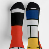モンドリアン組成物レッドイエローブルーブラック ソックス (上部)