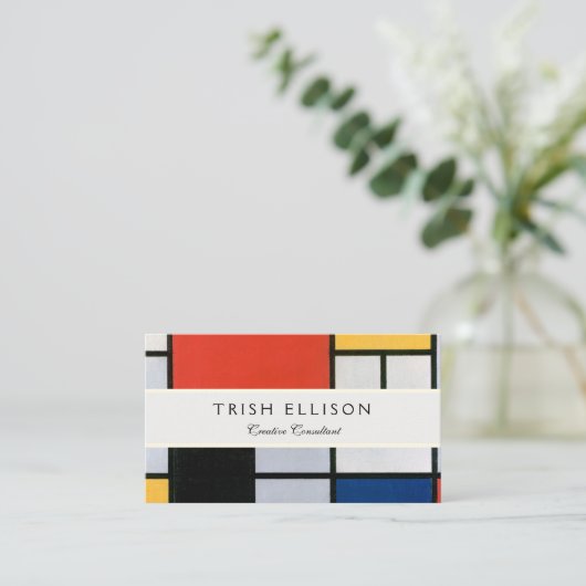 モンドリアン組成物レッドイエローブルーブラック 名刺 (スタンド正面)