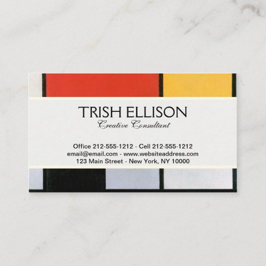 モンドリアン組成物レッドイエローブルーブラック 名刺 (裏面)