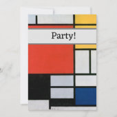 モンドリアン組成物レッドイエローブルーブラック 招待状 (正面)