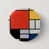 モンドリアン組成物レッドイエローブルーブラック 缶バッジ (正面)