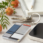 モンドリアン組成物（赤、青、黒、黄） キーホルダー (正面右)