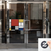 モンドリアン絵画ズレッド飛行機イエローブラックグレーブルー ウィンドウサイン (オフィスドア)