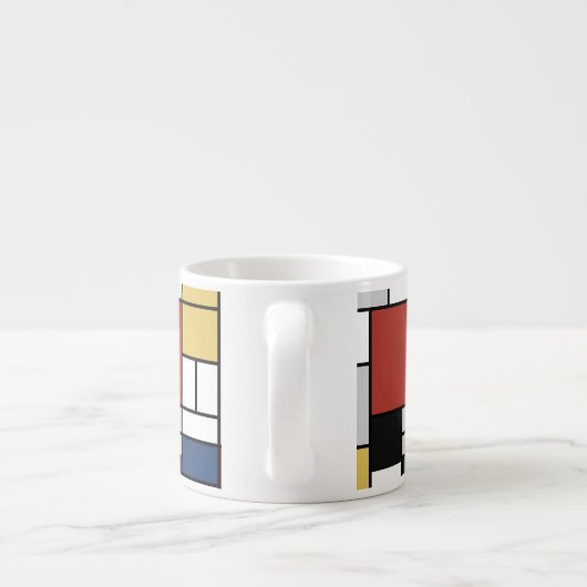 モンドリアン絵画ズレッド飛行機イエローブラックグレーブルー エスプレッソカップ (裏面)