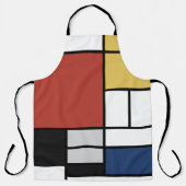 モンドリアン絵画ズレッド飛行機イエローブラックグレーブルー エプロン (正面)