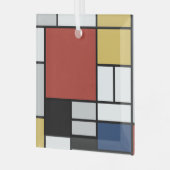 モンドリアン絵画ズレッド飛行機イエローブラックグレーブルー ガラスオーナメント (正面左)