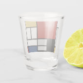 モンドリアン絵画ズレッド飛行機イエローブラックグレーブルー ショットグラス (裏面)