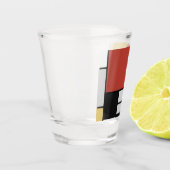 モンドリアン絵画ズレッド飛行機イエローブラックグレーブルー ショットグラス (左)