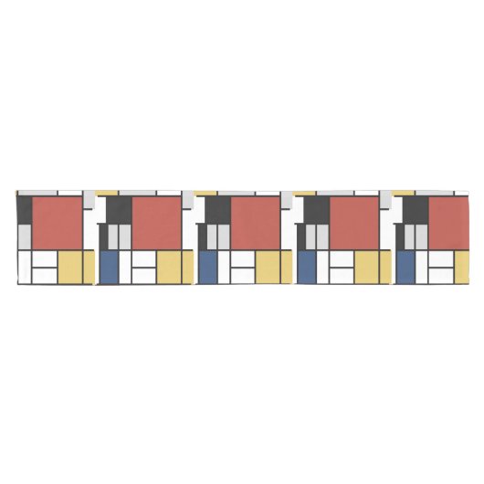 モンドリアン絵画ズレッド飛行機イエローブラックグレーブルー ショートテーブルランナー (横)