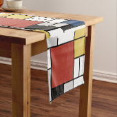 モンドリアン絵画ズレッド飛行機イエローブラックグレーブルー ショートテーブルランナー (インサイチュ)