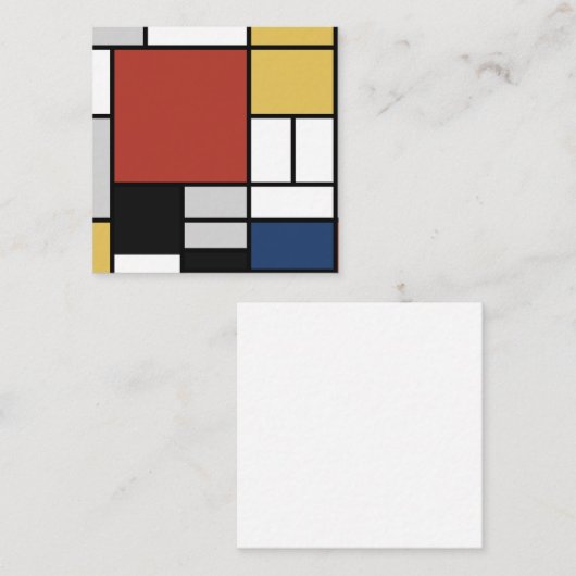 モンドリアン絵画ズレッド飛行機イエローブラックグレーブルー スクエア名刺 (正面/裏面)