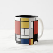 モンドリアン絵画ズレッド飛行機イエローブラックグレーブルー ツートーンマグカップ (正面右)